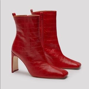 Miista Red Marcelle Croc Leather Boot